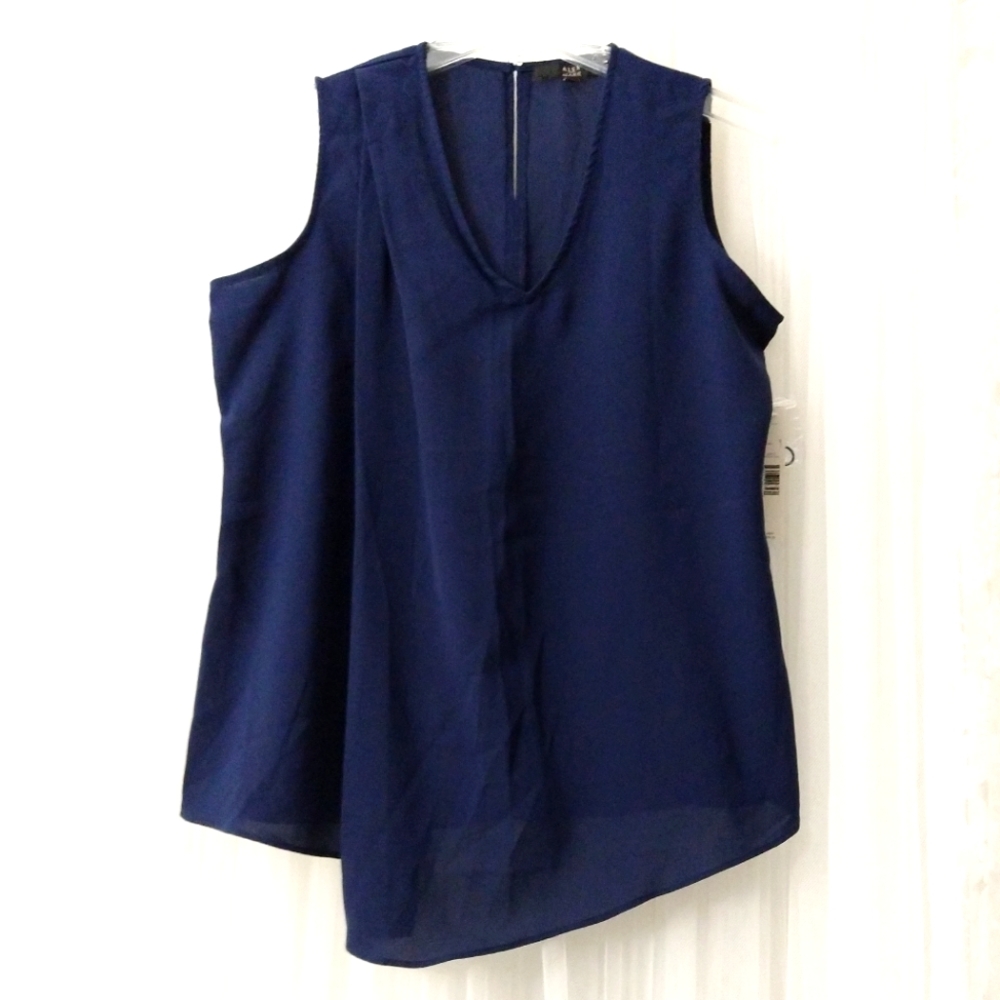 Alex Marie Women's Blue Asymmetrical Blouse